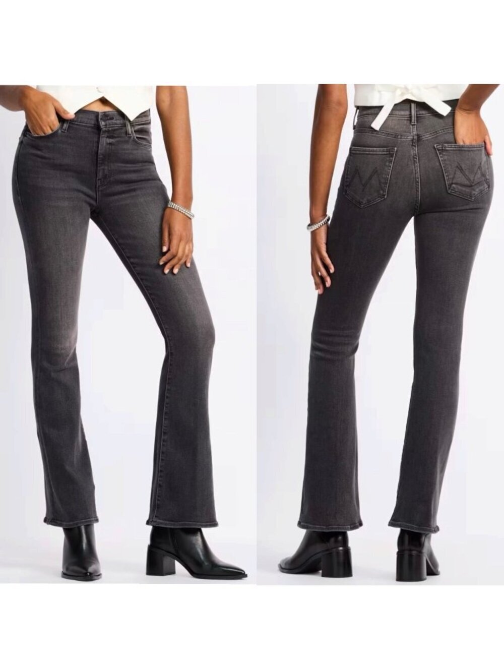 MOTHER The Weekender Flare Jeans Sz 27 Black Stretch Boho 70s Indie
